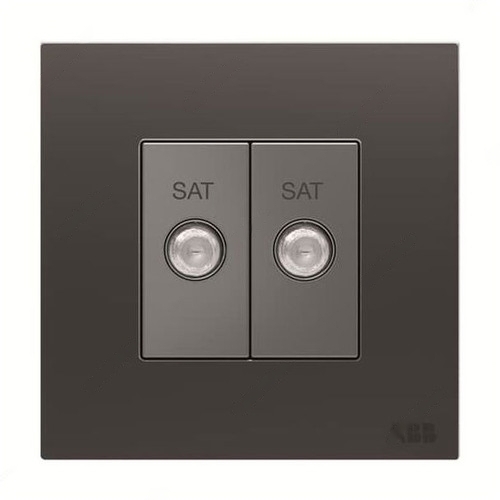 ABB F-Type SAT Twin Socket, Millenium, 2 Gang, Silk Black - AM32344-SB