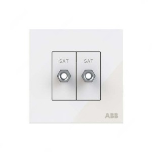 ABB F-Type SAT Twin Socket, Millenium, 2 Gang, White Glass - AM32344-WG