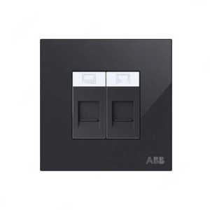 ABB Data Socket, Millenium, 2 Gang, RJ45, Cat 6, Black Glass - AM32944-BG