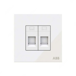 ABB Data Socket, Millenium, 2 Gang, RJ45, Cat 6, White Glass - AM32944-WG