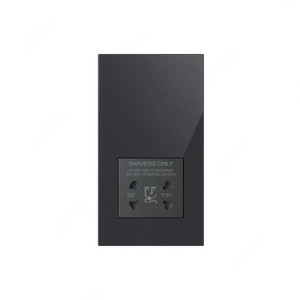 ABB Shaver Socket, Millenium, 20A, Black Glass - AM40188-BG