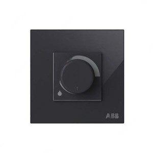 ABB Basic Rotary Dimmer With Frame, 1 Gang, 400W, Black Glass - AM41344-BG