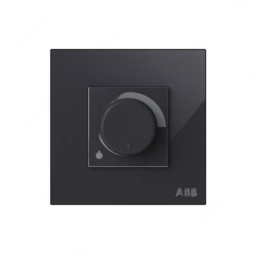 ABB Basic Rotary Dimmer With Frame, 1 Gang, 400W, Black Glass - AM41344-BG