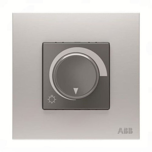 ABB Basic Rotary Dimmer With Frame, 1 Gang, 400W, Stainless Steel - AM41344-ST