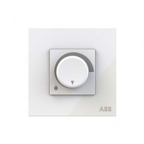 ABB Basic Rotary Dimmer With Frame, 1 Gang, 400W, White Glass - AM41344-WG