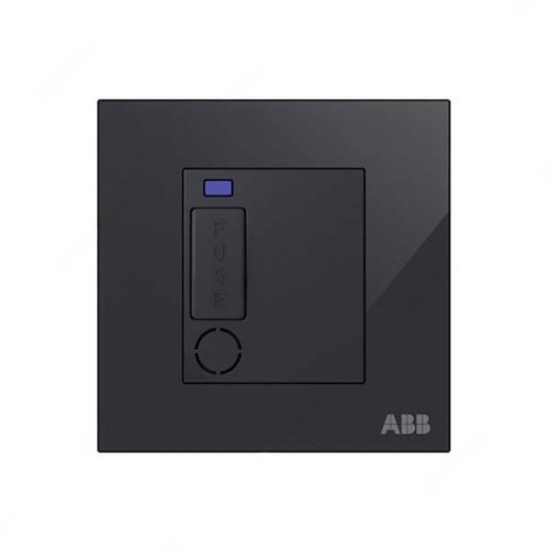 ABB Single Pole Spur Unit with Flex Outlet and LED, Millenium, 13A, 6kA, Black Glass - AM50853-BG