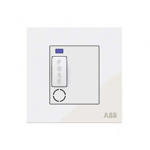 ABB Single Pole Spur Unit with Flex Outlet and LED, Millenium, 13A, 6kA, White Glass - AM50853-WG