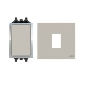 ABB Electrical Switch with Rocker Switch Frame, Millenium, 1 Gang, 1 Way, 10A, Dune Sand - AMD10120-DU + AMD5120-DU