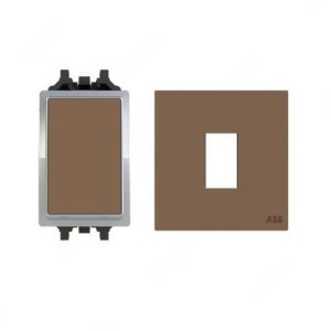 ABB Electrical Switch with Rocker Switch Frame, Millenium, 1 Gang, 1 Way, 10A, Mocha Brown - AMD10120-MO + AMD5120-MO