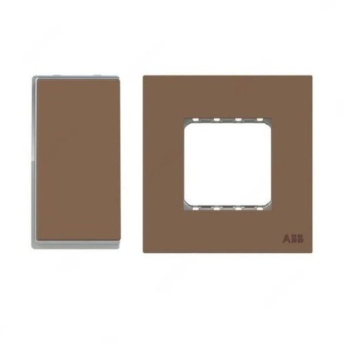 ABB Electrical Switch With Double Rocker Frame, Millenium, 2 Gang, 1 Way, 10A, Mocha Brown - AMD10222-MO+AMD5144-MO