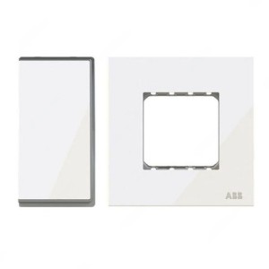 ABB Electrical Switch With Double Rocker Frame, Millenium, 2 Gang, 2 Way, 10A, White Glass - AMD10622-WG+AMD5144-WG