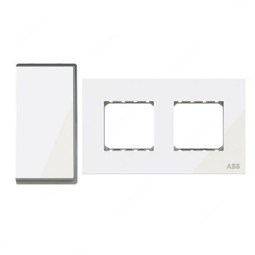 ABB Electrical Switch With Double Rocker Frame, Millenium, 4 Gang, 2 Way, 10A, White Glass - AMD10622-WG+AMD5244-WG