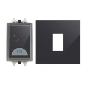 ABB Electrical Switch with LED and Rocker Switch Frame, Millenium, 1 Gang, 1 Way, 20A, Black Glass - AMD10920-BG + AMD5120-BG