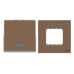 ABB Electrical Switch with LED and Double Rocker Frame, Millenium, 1 Gang, 2 Way, 32A, Mocha Brown - AMD11240-MO+AMD5144-MO