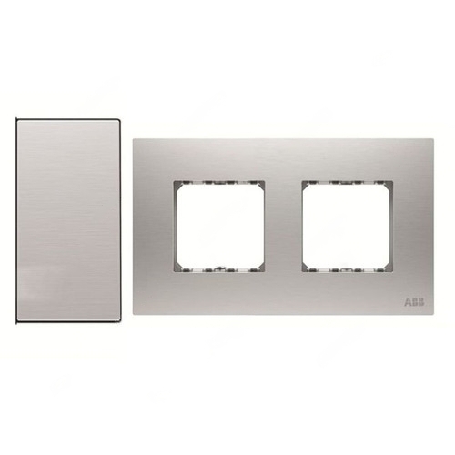 ABB Electrical Switch with Double Rocker Frame, Millenium, 4 Gang, 2 Way, 20A, Stainless Steel - AMD11622-ST+AMD5244-ST