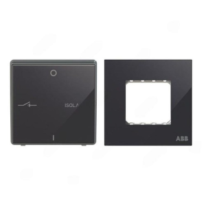 ABB Fan Isolator with Double Rocker Frame, Millenium, 3P, 10A, Black Glass - AMD13444-BG + AMD5144-BG