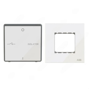 ABB Fan Isolator with Double Rocker Frame, Millenium, 3P, 10A, White Glass - AMD13444-WG + AMD5144-WG