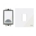 ABB Push Button Switch With Bell and Rocker Switch Frame, 1 Gang, 1 Way, 10A, White Glass - AMD42920-WG+AMD5120-WG