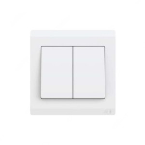 ABB Electrical Switch, Inora, 2 Gang, 1 Way, 10AX, White - BL102