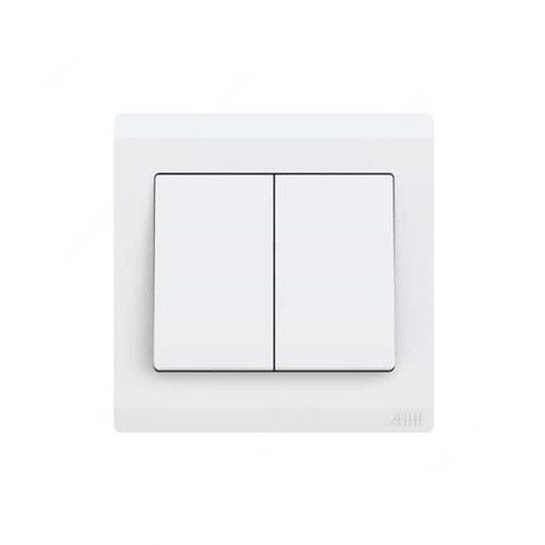 ABB Electrical Switch, Inora, 2 Gang, 1 Way, 10AX, White - BL102