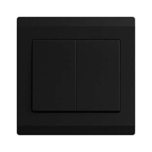 ABB Electrical Switch, Inora, 2 Gang, 1 Way, 10AX, Starry Black - BL102-855