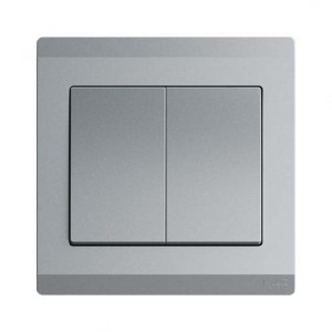 ABB Electrical Switch, Inora, 2 Gang, 1 Way, 10AX, Classic Grey - BL102-G