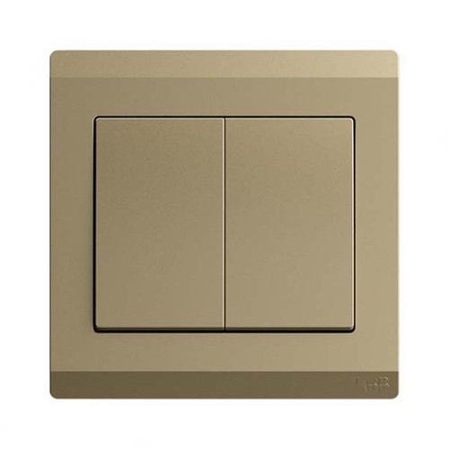 ABB Electrical Switch, Inora, 2 Gang, 1 Way, 10AX, Royal Gold - BL102-PG