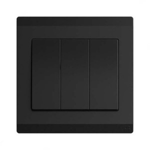 ABB Electrical Switch, Inora, 3 Gang, 1 Way, 10AX, Starry Black - BL103-885