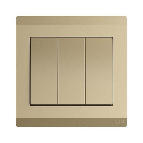 ABB Electrical Switch, Inora, 3 Gang, 1 Way, 10AX, Royal Gold - BL103-PG