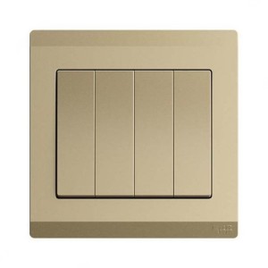 ABB Electrical Switch, Inora, 4 Gang, 1 Way, 10AX, Royal Gold - BL104-PG 