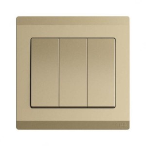 ABB Electrical Switch, Inora, 3 Gang, 2 Way, 10AX, Royal Gold - BL107-PG