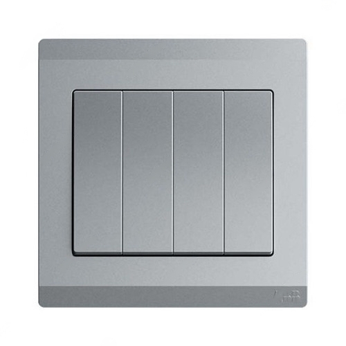 ABB Electrical Switch, Inora, 4 Gang, 2 Way, 10AX, Classic Grey - BL108-G