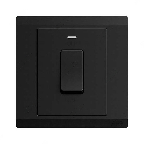 ABB DP Switch With Neon, Inora, 1 Gang, 1 Way, 20AX, Starry Black - BL111S-885