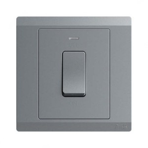 ABB DP Switch With Neon, Inora, 1 Gang, 1 Way, 20AX, Classic Grey - BL111S-G