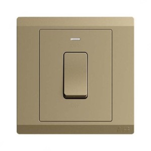 ABB DP Switch With Neon, Inora, 1 Gang, 1 Way, 20AX, Royal Gold - BL111S-PG