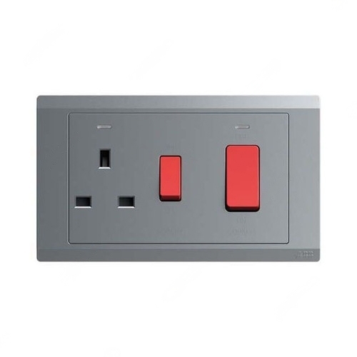 ABB 45A Cooker Switch With 13A Socket, Inora, 1 Way, Classic Grey - BL118-G