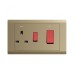 ABB 45A Cooker Switch With 13A Socket, Inora, 1 Way, Royal Gold - BL118-PG