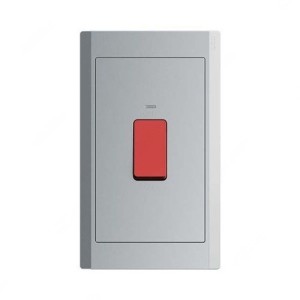 ABB DP Switch with Neon, Inora, 1 Gang, 1 Way, 45AX, Classic Grey - BL143-G