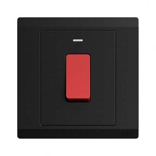 ABB DP Switch with Neon, Inora, 1 Gang, 1 Way, 32A, Starry Black - BL176-885