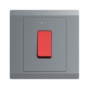 ABB DP Switch with Neon, Inora, 1 Gang, 1 Way, 32A, Classic Grey - BL176-G