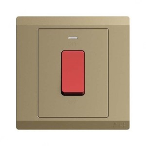 ABB DP Switch with Neon, Inora, 1 Gang, 1 Way, 32A, Royal Gold - BL176-PG