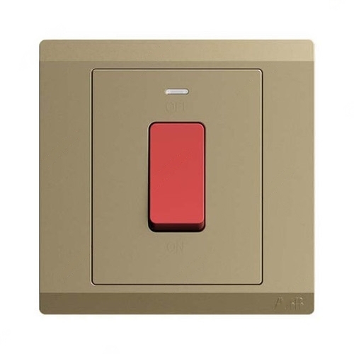 ABB DP Switch with Neon, Inora, 1 Gang, 1 Way, 32A, Royal Gold - BL176-PG