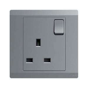 ABB Single Pole Switch Socket, Inora, 1 Gang, 13A, Classic Grey - BL224-G