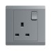 ABB Single Pole Switch Socket, Inora, 1 Gang, 13A, Classic Grey - BL224-G