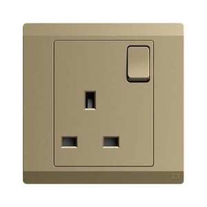 ABB Single Pole Switch Socket, Inora, 1 Gang, 13A, Royal Gold - BL224-PG