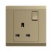 ABB Single Pole Switch Socket, Inora, 1 Gang, 13A, Royal Gold - BL224-PG