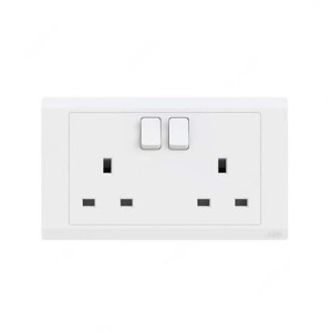 ABB Single Pole Switch Socket, Inora, 2 Gang, 13A, White - BL227