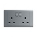 ABB Single Pole Switch Socket, Inora, 2 Gang, 13A, Classic Grey - BL227-G