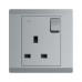 ABB Single Pole Switch Socket with Neon, Inora, 1 Gang, 13A, Classic Grey - BL229-G