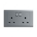 ABB Single Pole Switch Socket with Neon, Inora, 2 Gang, 13A, Classic Grey - BL230-G